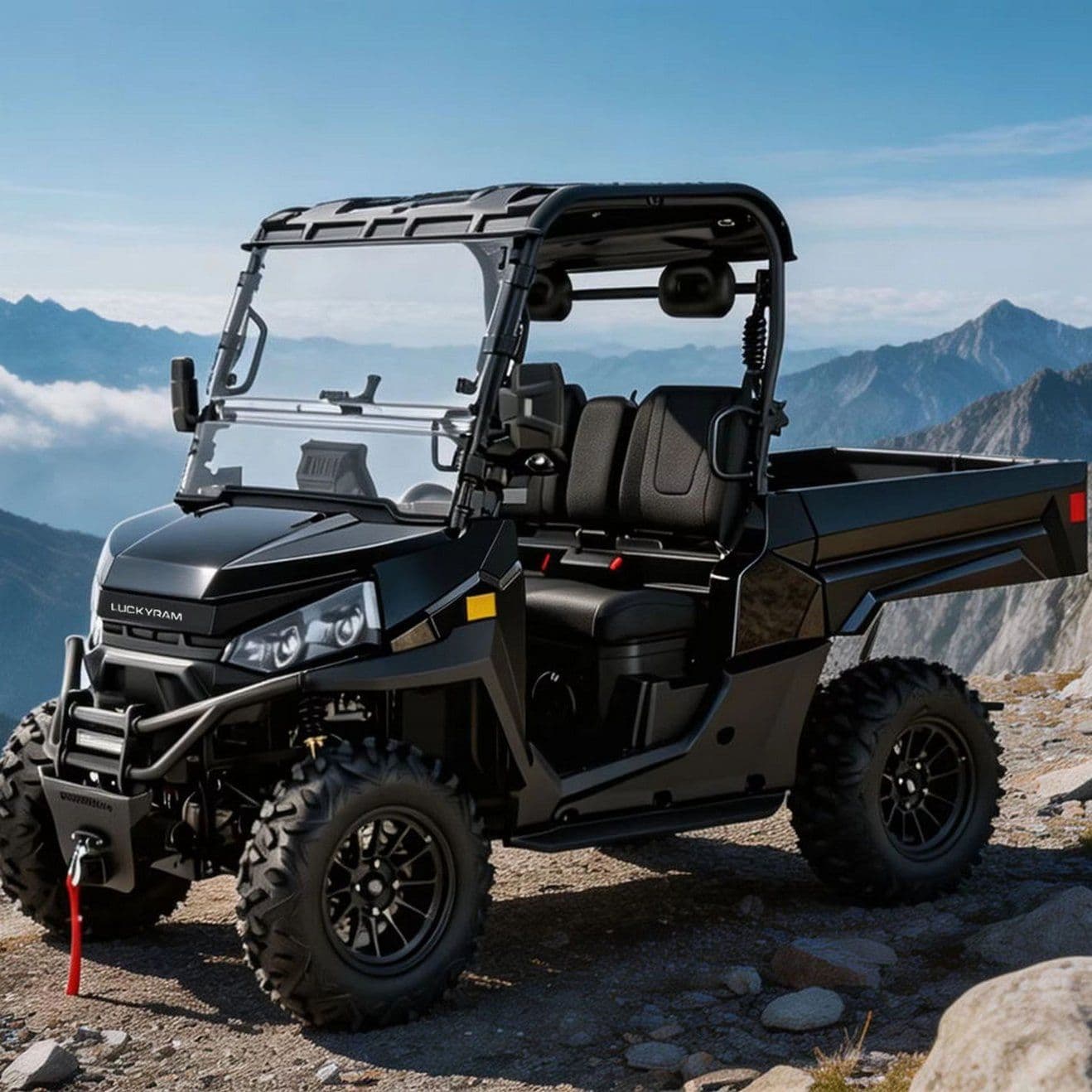 फार्म रेंच के लिए 4WD इलेक्ट्रिक यूटीवी 14 इंच ऑफ रोड टायर 350 किग्रा डंप बेड