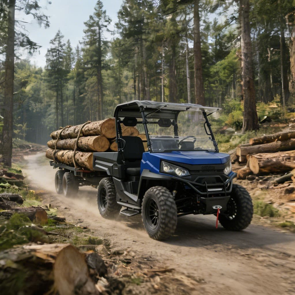 शिकार जॉबसाइट के लिए 4WD इलेक्ट्रिक यूटीवी 73.6V लिथियम बैटरी PKE कीलेस