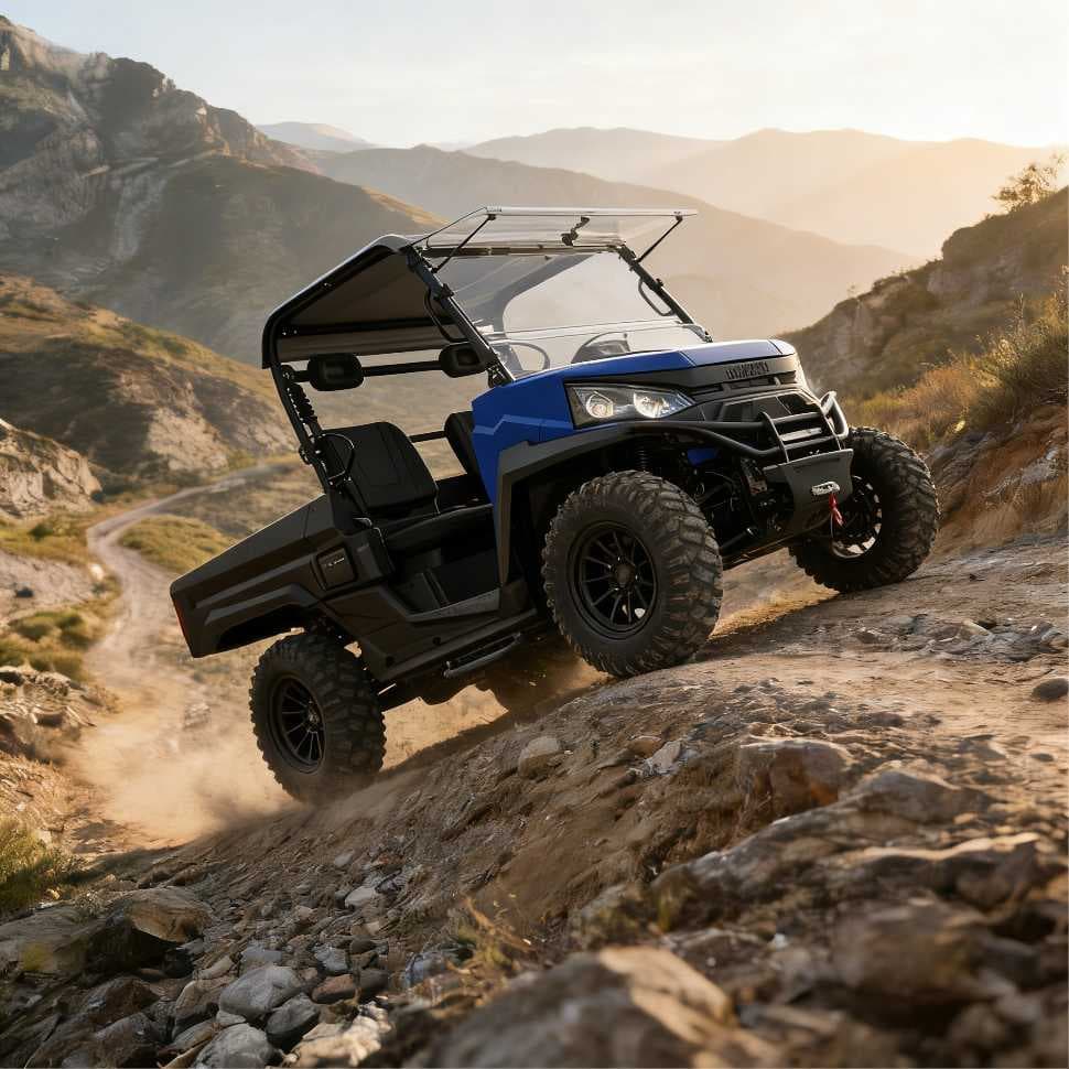 फार्म हंटिंग के लिए 73.6V 150Ah 4WD इलेक्ट्रिक UTV PKE बिना चाबी वाला EPS